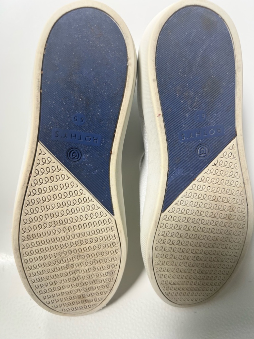 Rothy's White Slip-On Loafers with Blue Insoles - Picture 4 of 5